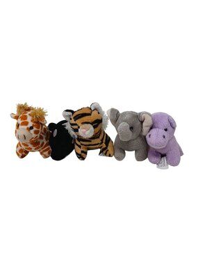 5 Aurora Baby Plush Giraffe Orca Tiger Elephant Hippo Pocket Size  #D-50